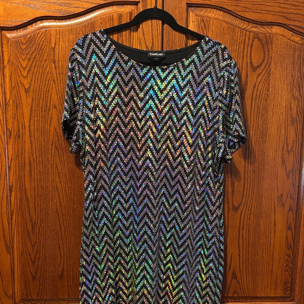 Bebe Vibrant Chevron Sequin Dress